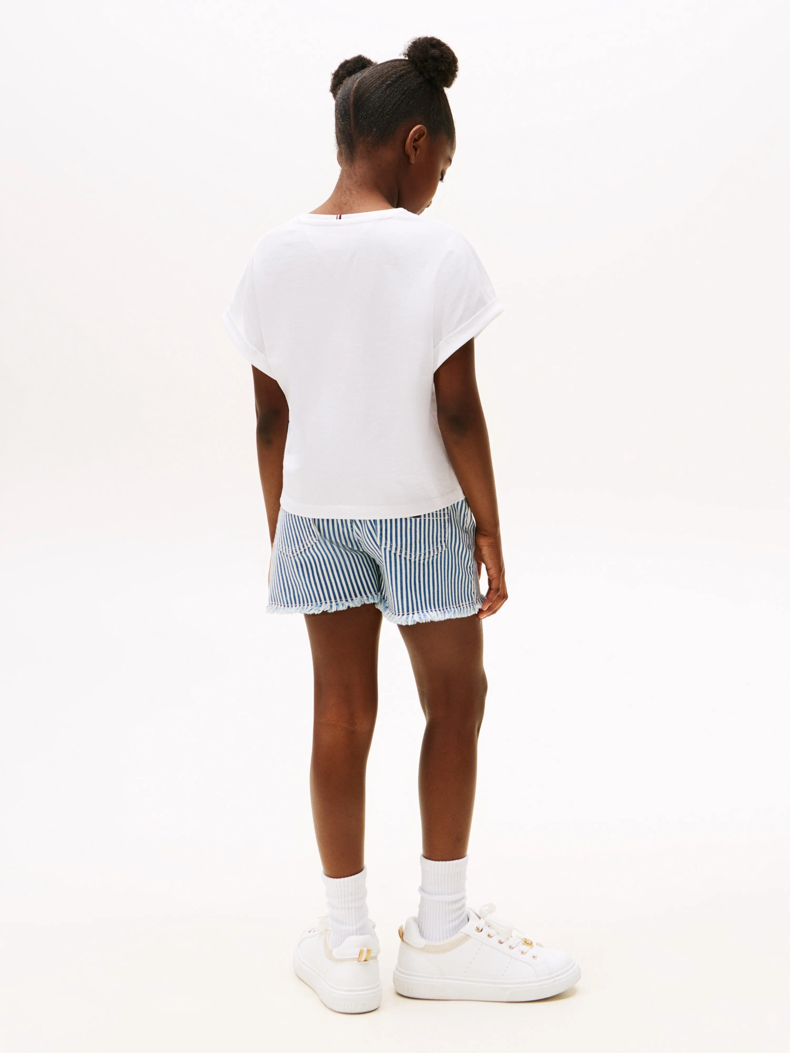Tommy Hilfiger Mädchen Pailletten Flaggen T-Shirt in Weiß