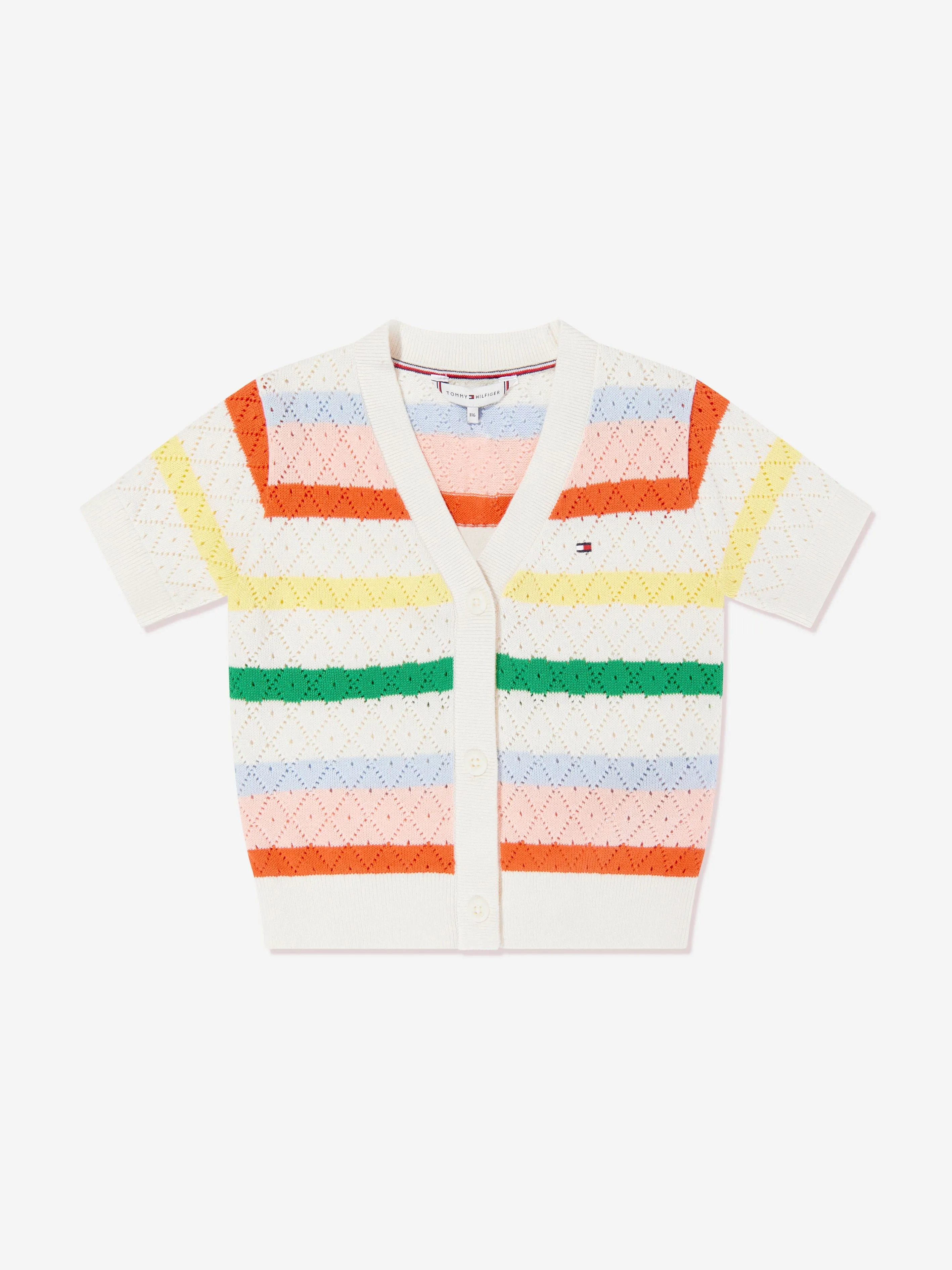 Tommy Hilfiger Mädchen Gestreikte Häkelcardigan in Mehrfarben