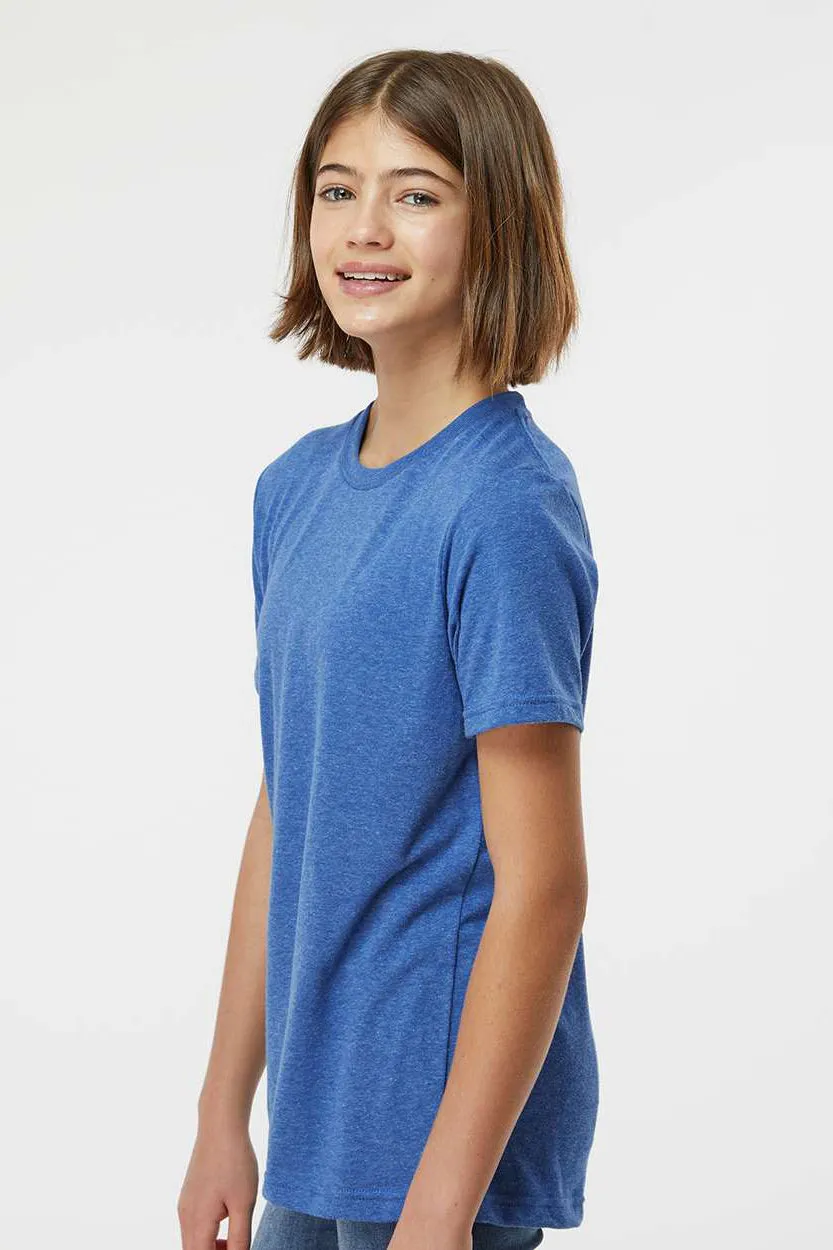 Tultex Jugendliches Poly-Rich Kurzarm-Crewneck T-Shirt - Meliertes Königsblau