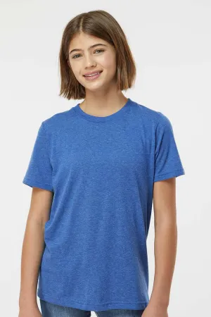 Tultex Jugendliches Poly-Rich Kurzarm-Crewneck T-Shirt - Meliertes Königsblau