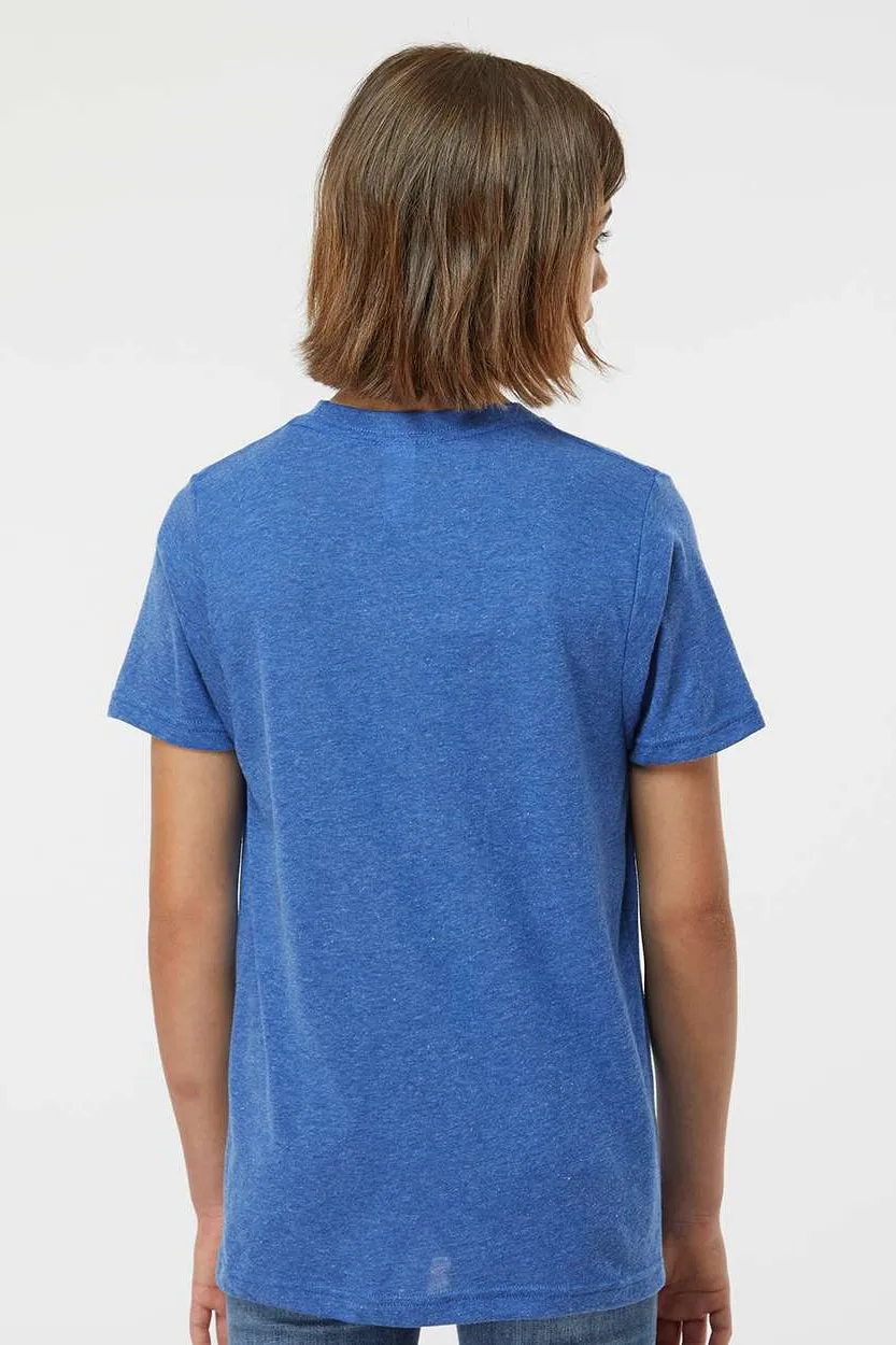 Tultex Jugendliches Poly-Rich Kurzarm-Crewneck T-Shirt - Meliertes Königsblau