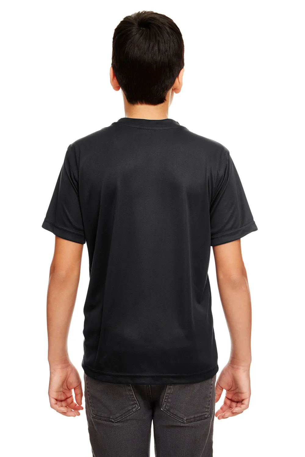 UltraClub Jugend Cool & Dry Performance Feuchtigkeitstransportierendes Kurzarm-Crewneck T-Shirt - Schwarz
