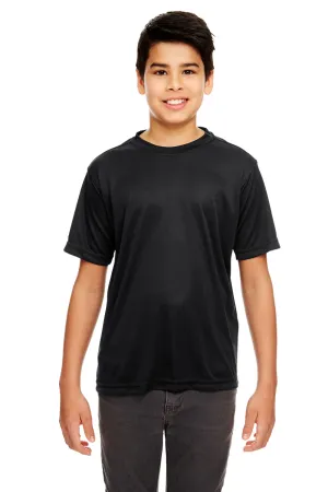 UltraClub Jugend Cool & Dry Performance Feuchtigkeitstransportierendes Kurzarm-Crewneck T-Shirt - Schwarz