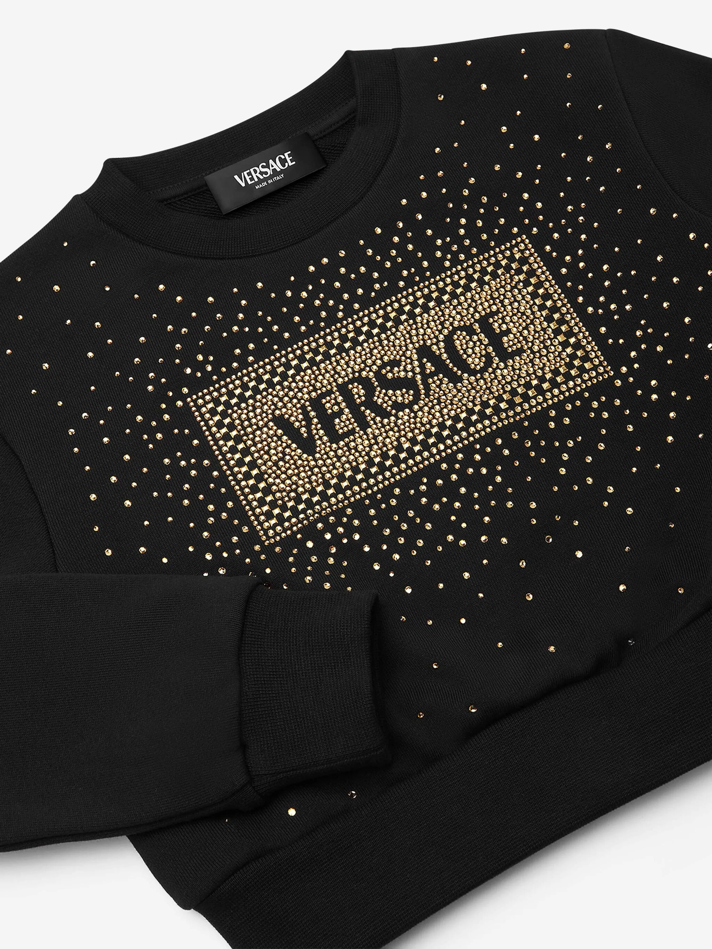Versace Girls Diamante Logo Sweatshirt in Schwarz
