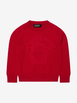 Versace Girls Gestrickter Medusa Pullover in Rot
