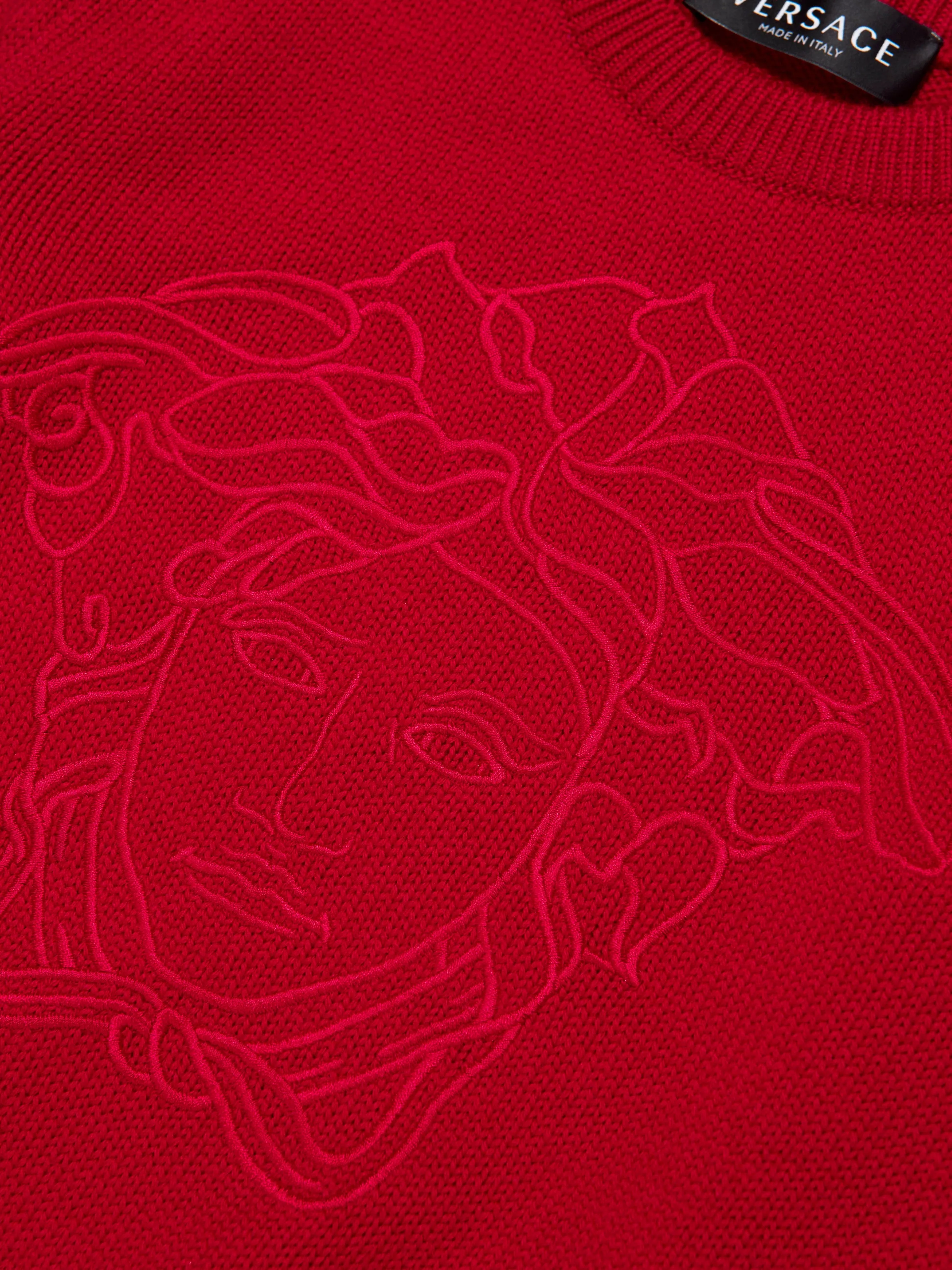 Versace Girls Gestrickter Medusa Pullover in Rot