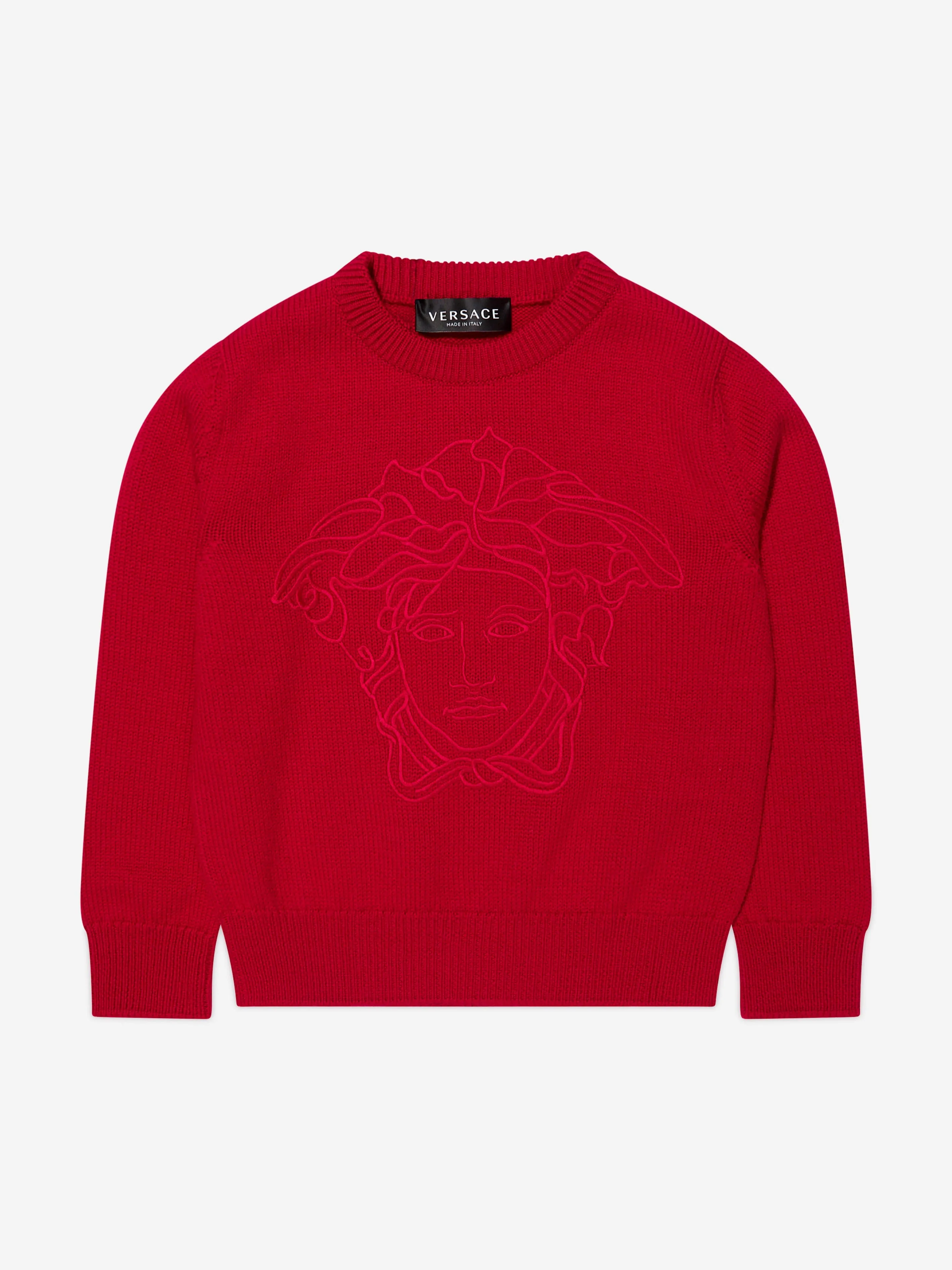Versace Girls Gestrickter Medusa Pullover in Rot