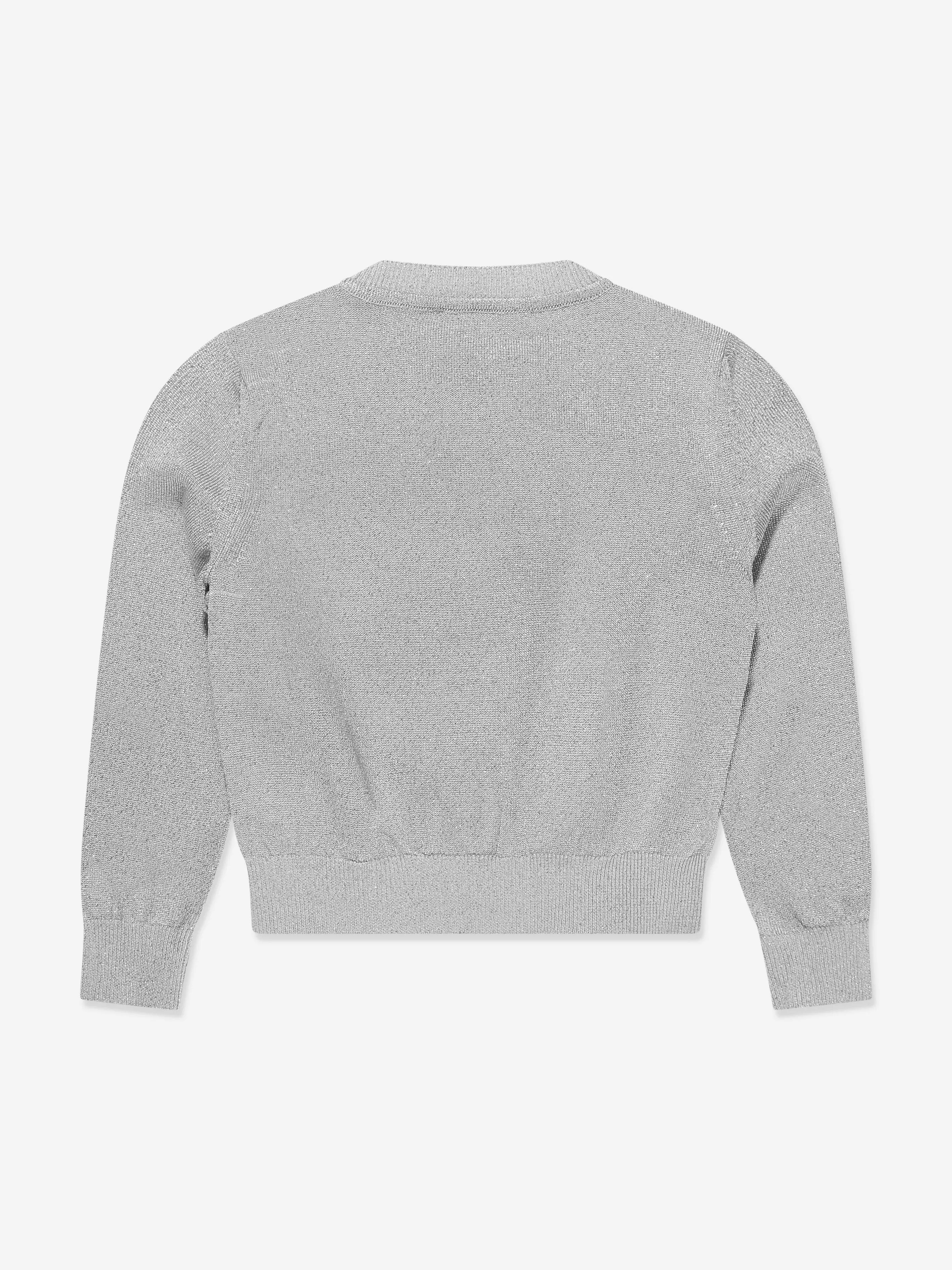 Versace Girls Logo Strickpullover in Silber
