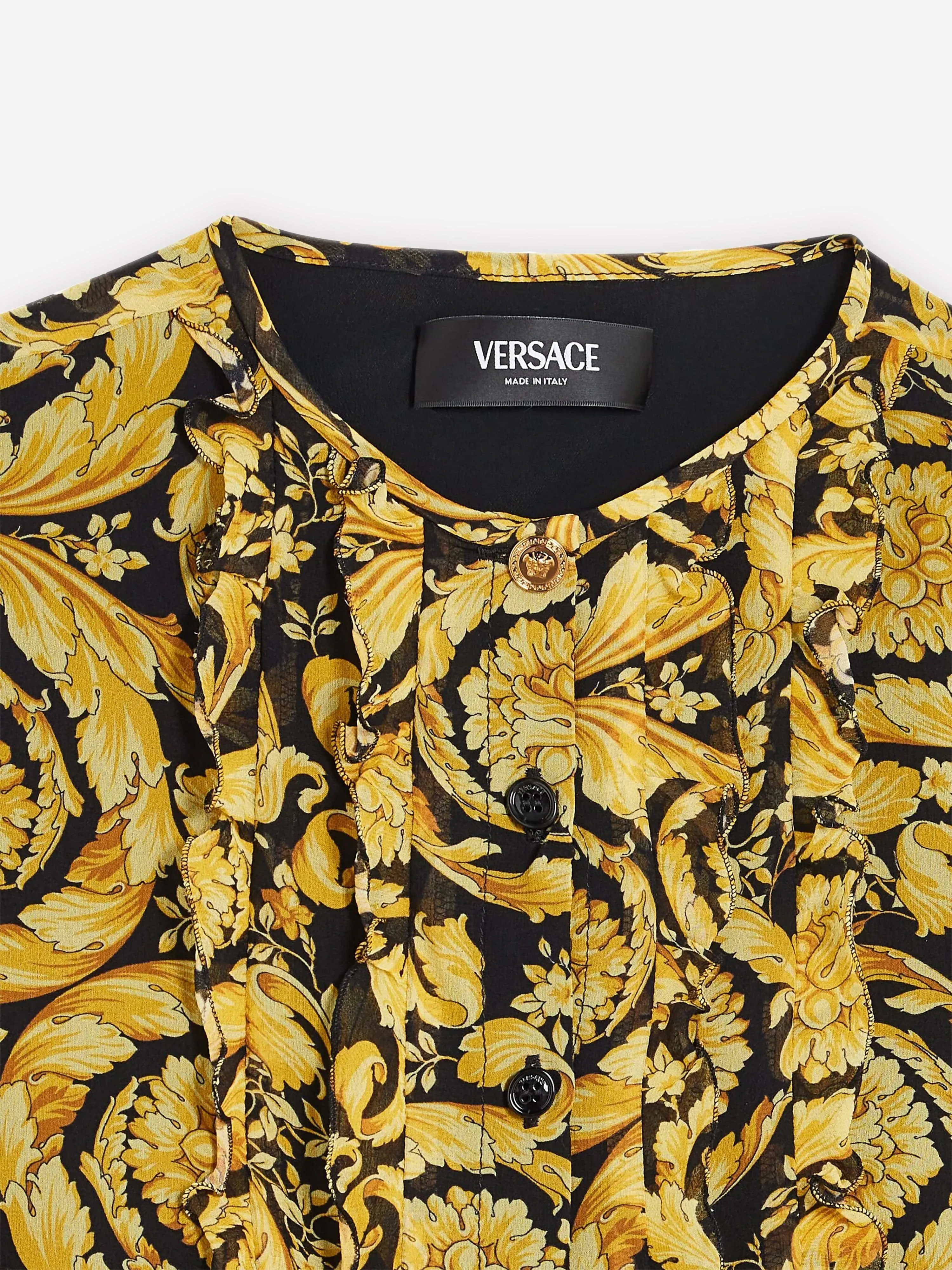 Versace Girls Seiden Barocco Georgette Bluse in Gold