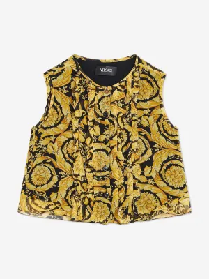 Versace Girls Seiden Barocco Georgette Bluse in Gold