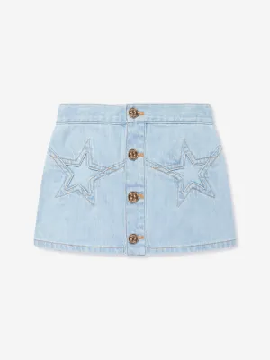 Versace Girls Star Denim Rock in Blau
