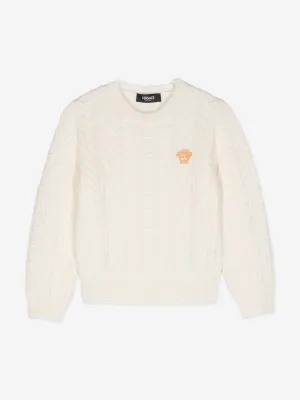 Versace Kids Rippenstrickpullover in Elfenbein