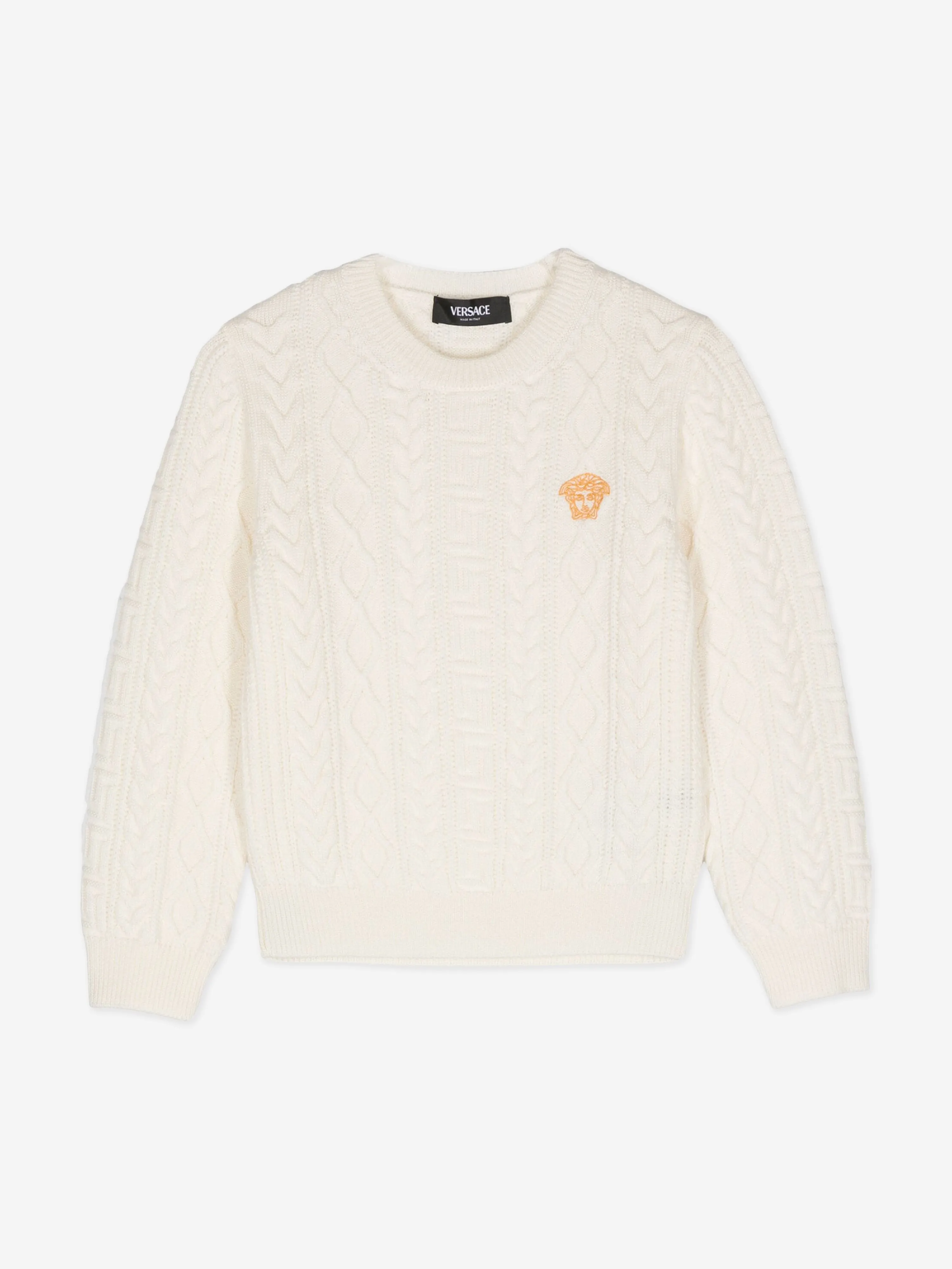Versace Kids Rippenstrickpullover in Elfenbein