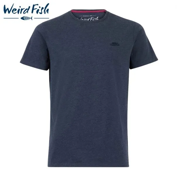Weird Fish Navy Crew Neck T-Shirt in Marineblau
