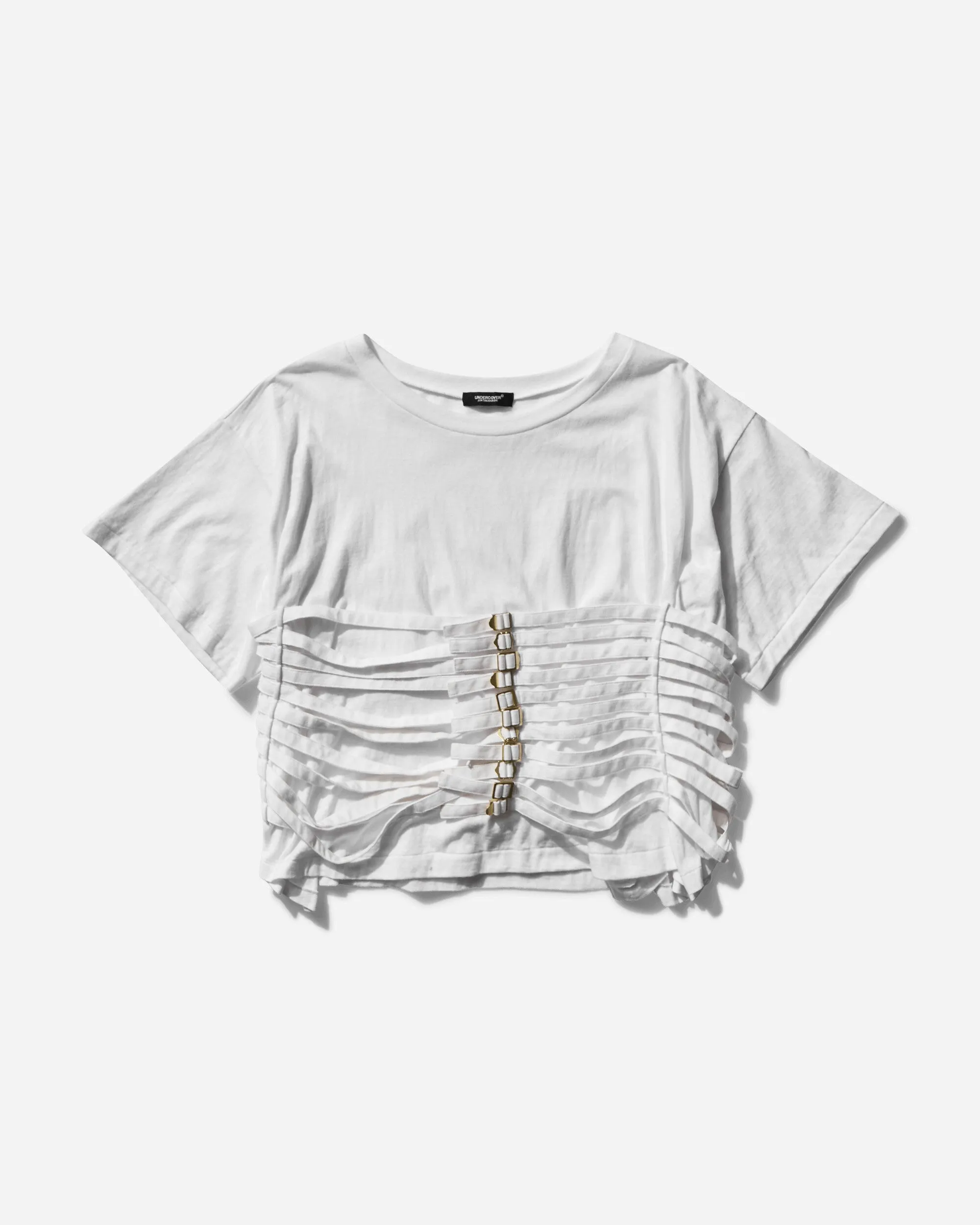 Damen T-Shirt mit Gürtel und weiten Ärmeln in Weiß