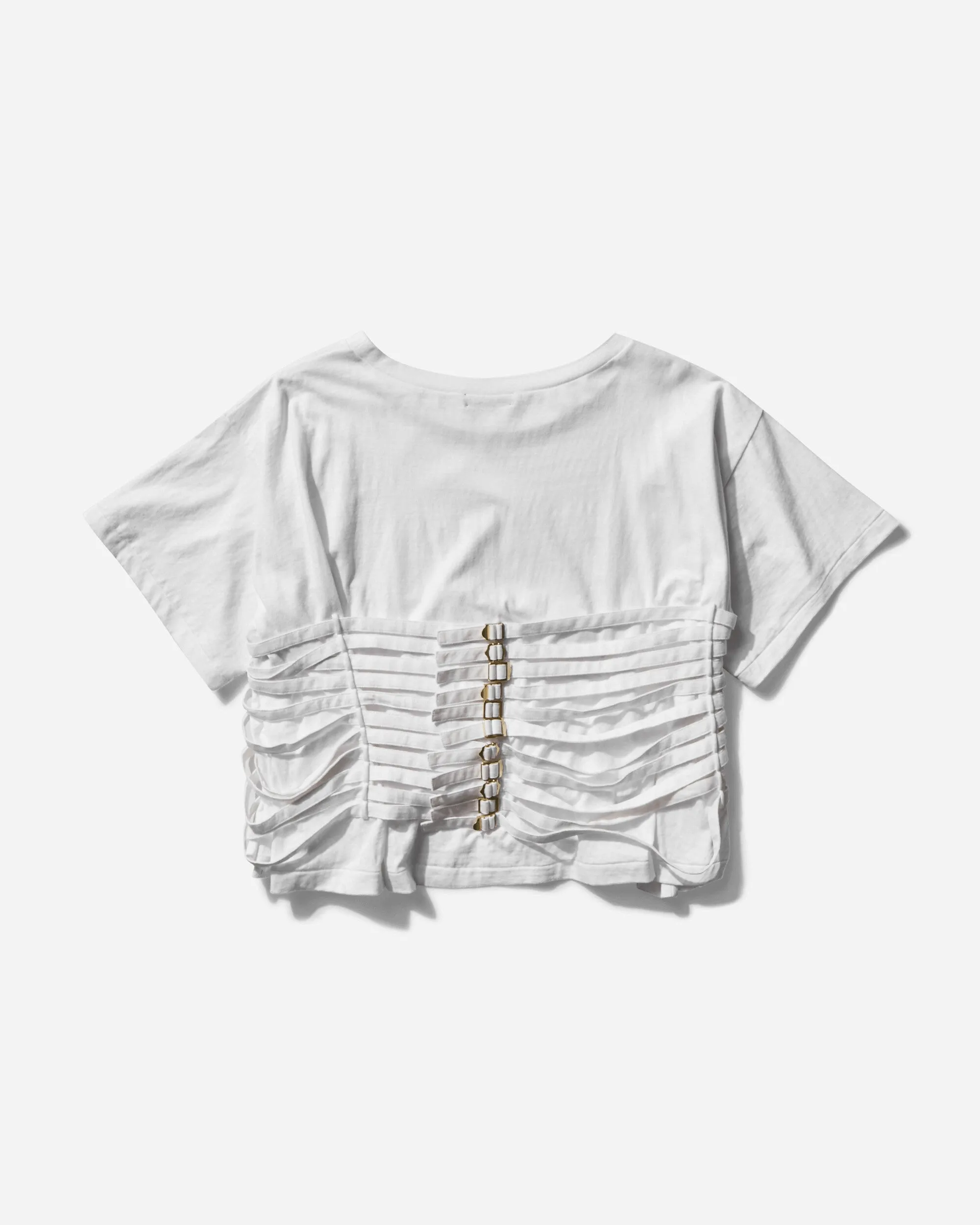 Damen T-Shirt mit Gürtel und weiten Ärmeln in Weiß