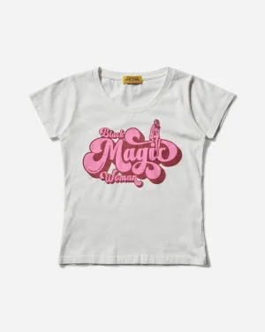 Damen Baby T-Shirt Black Magic Woman Weiß