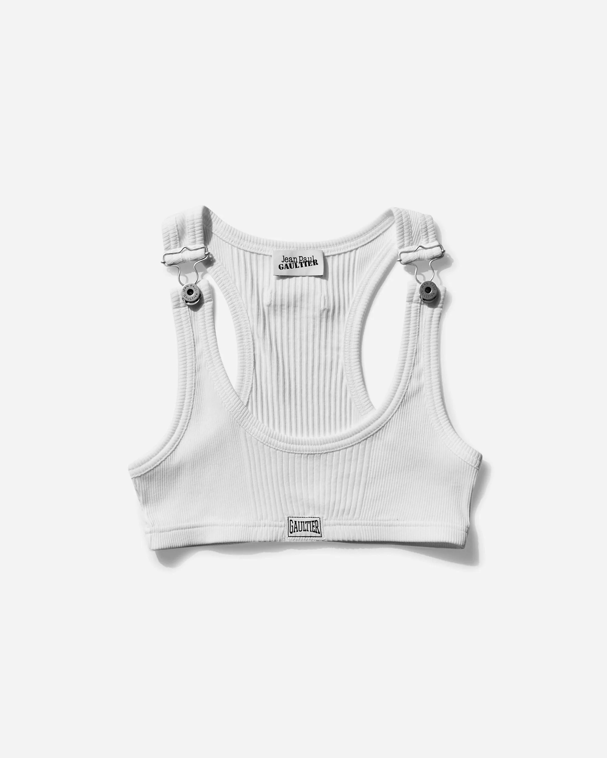 Weißes Cropped Patch Tanktop für Damen