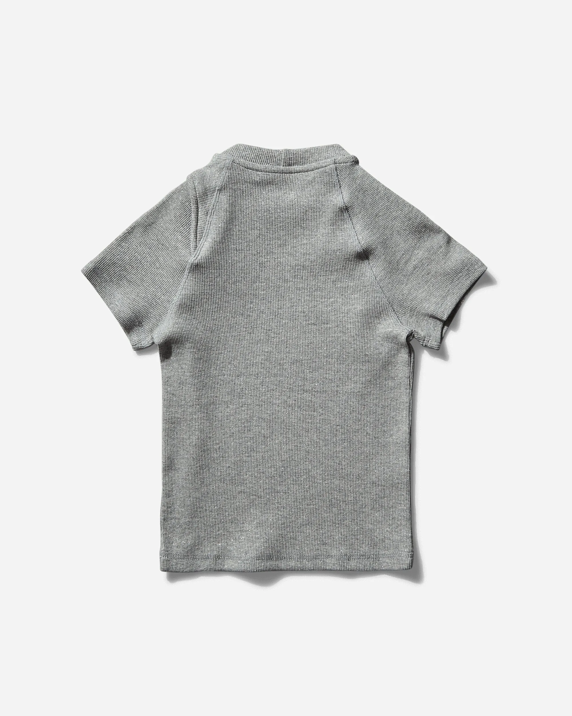 Damen Deconstructed Rippen-T-Shirt Silber Melange