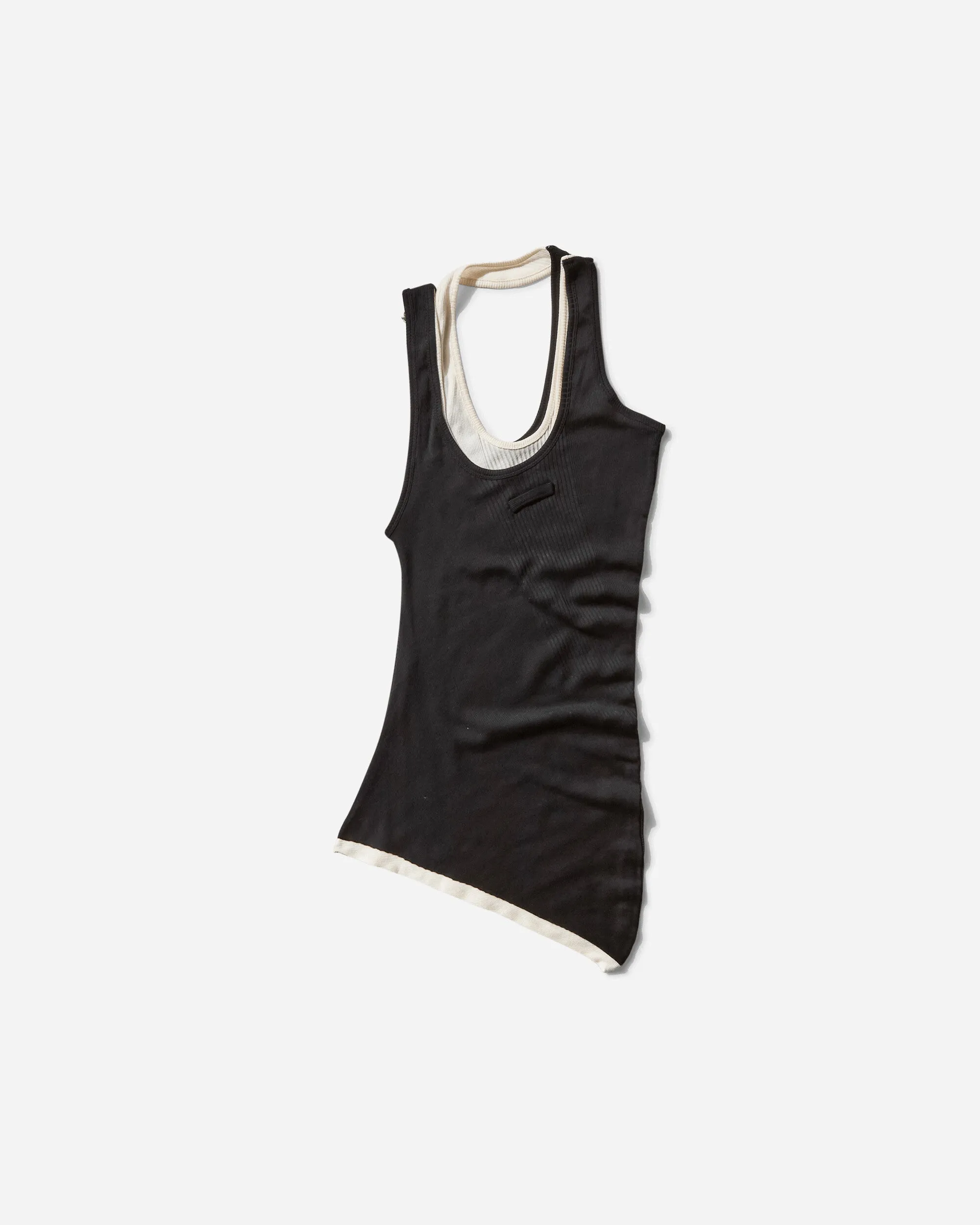 Damen Doppeltes Tanktop mit Drapierung Schwarz