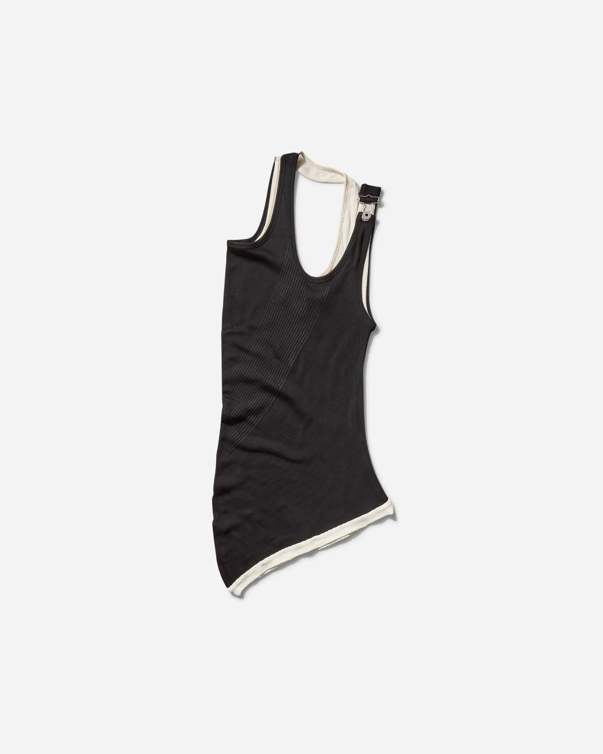 Damen Doppeltes Tanktop mit Drapierung Schwarz