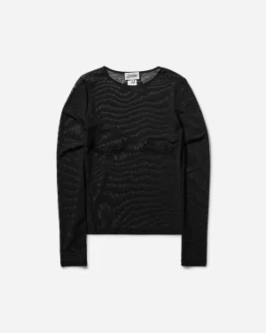 Damen Flock Langarmtop Schwarz