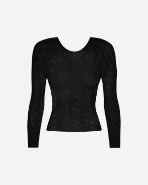 Damen Lust Langarm Top Schwarz