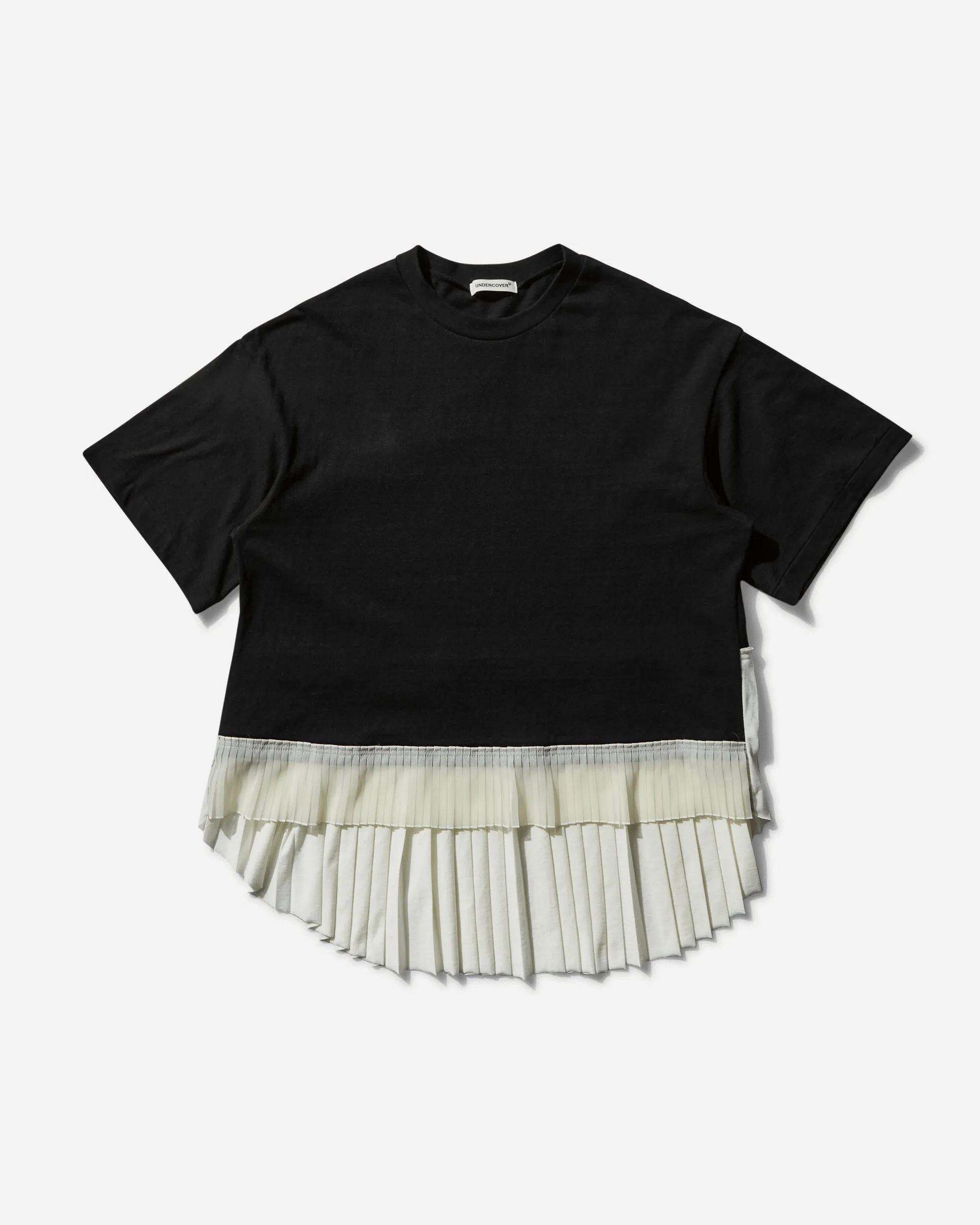 Damen T-Shirt mit Plisseesaum Schwarz