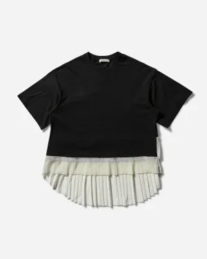 Damen T-Shirt mit Plisseesaum Schwarz