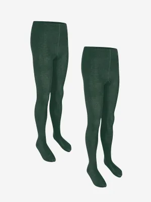 Zeco Girls School Baumwollstrumpfhosen (2er Pack) in Grün