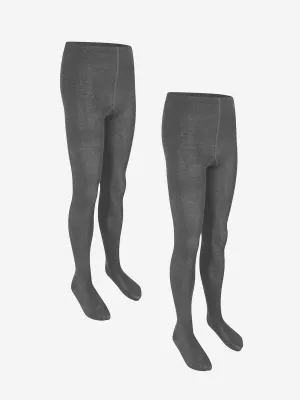 Zeco Girls School Baumwollstrumpfhosen (2er Pack) in Grau