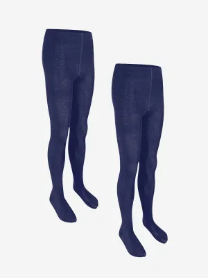 Zeco Girls School Baumwollstrumpfhosen (2er Pack) in Marineblau
