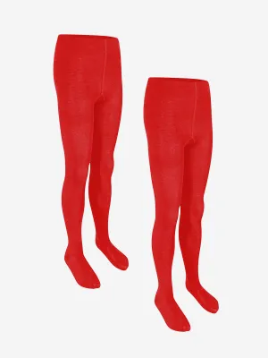 Zeco Girls School Baumwollstrumpfhosen (2er Pack) in Rot