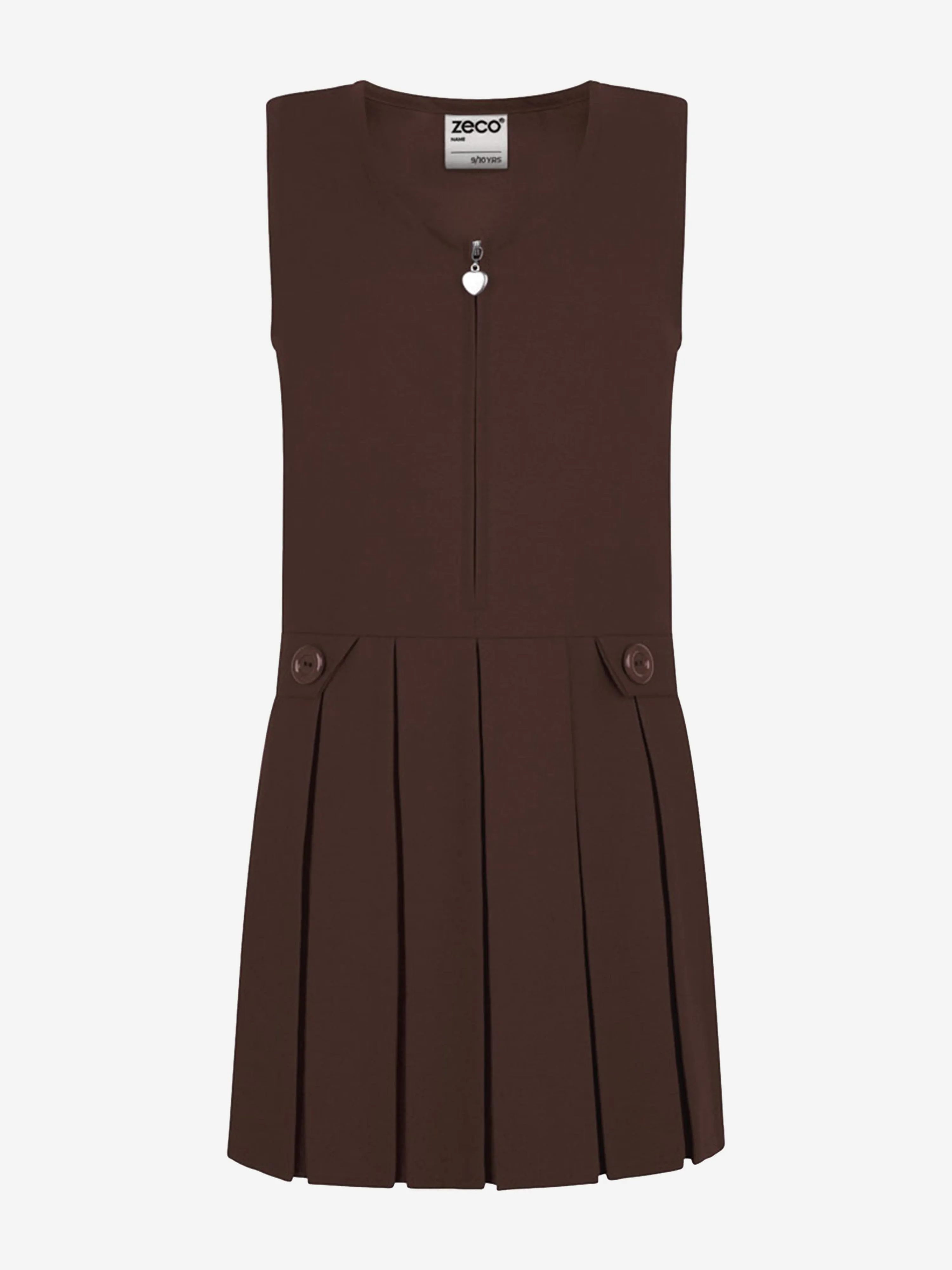 Zeco Girls School Pinafore Kleid mit Reißverschluss in Braun
