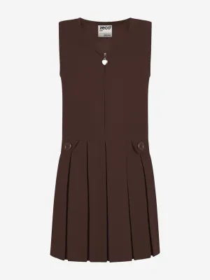 Zeco Girls School Pinafore Kleid mit Reißverschluss in Braun