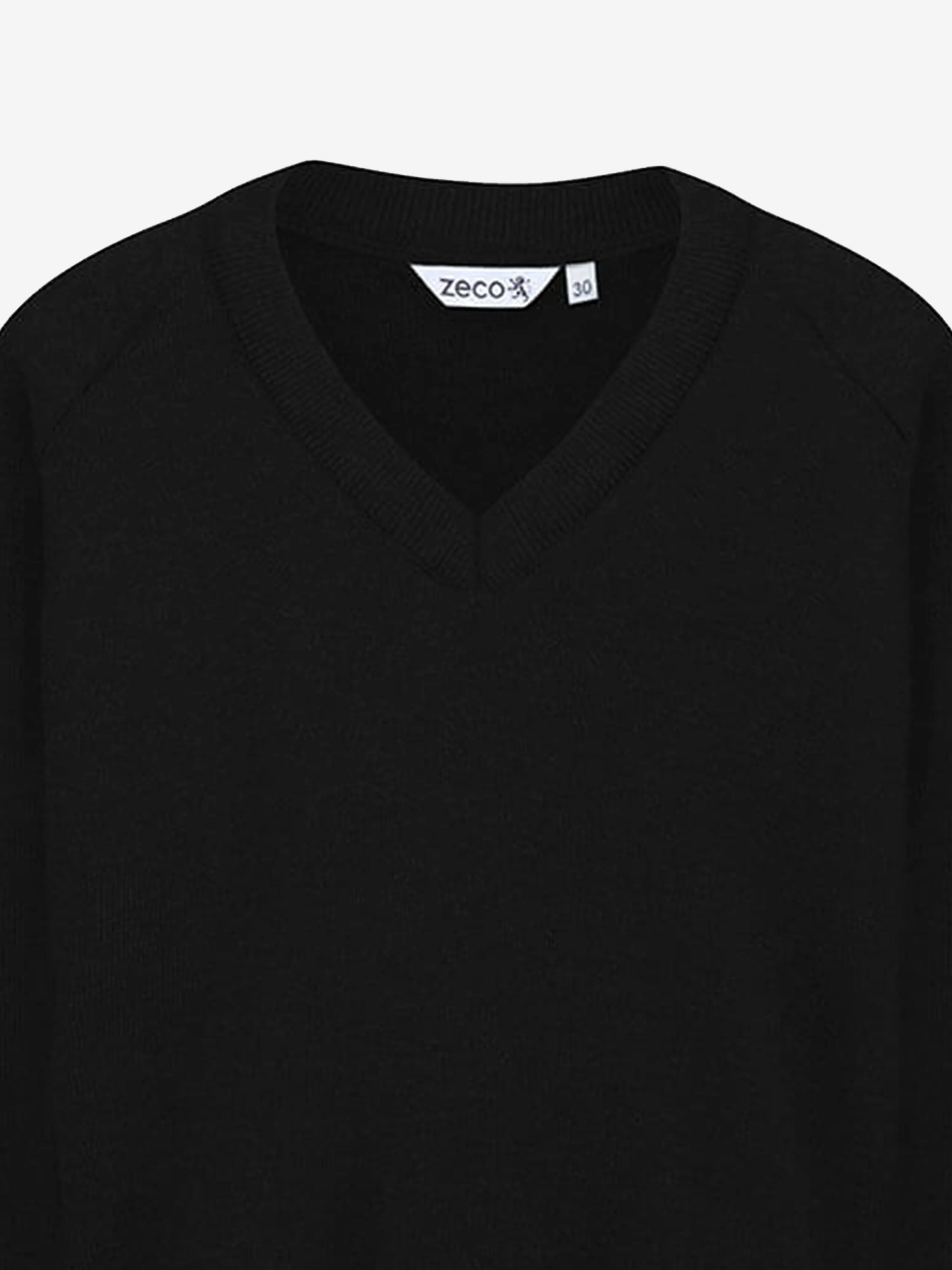 Zeco Kids School Baumwoll-Mix Strickpullover mit V-Ausschnitt in Schwarz