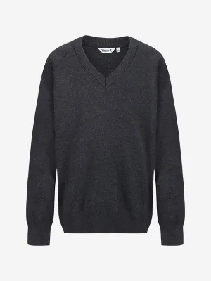 Zeco Kids School Baumwoll-Mix Strickpullover mit V-Ausschnitt in Grau