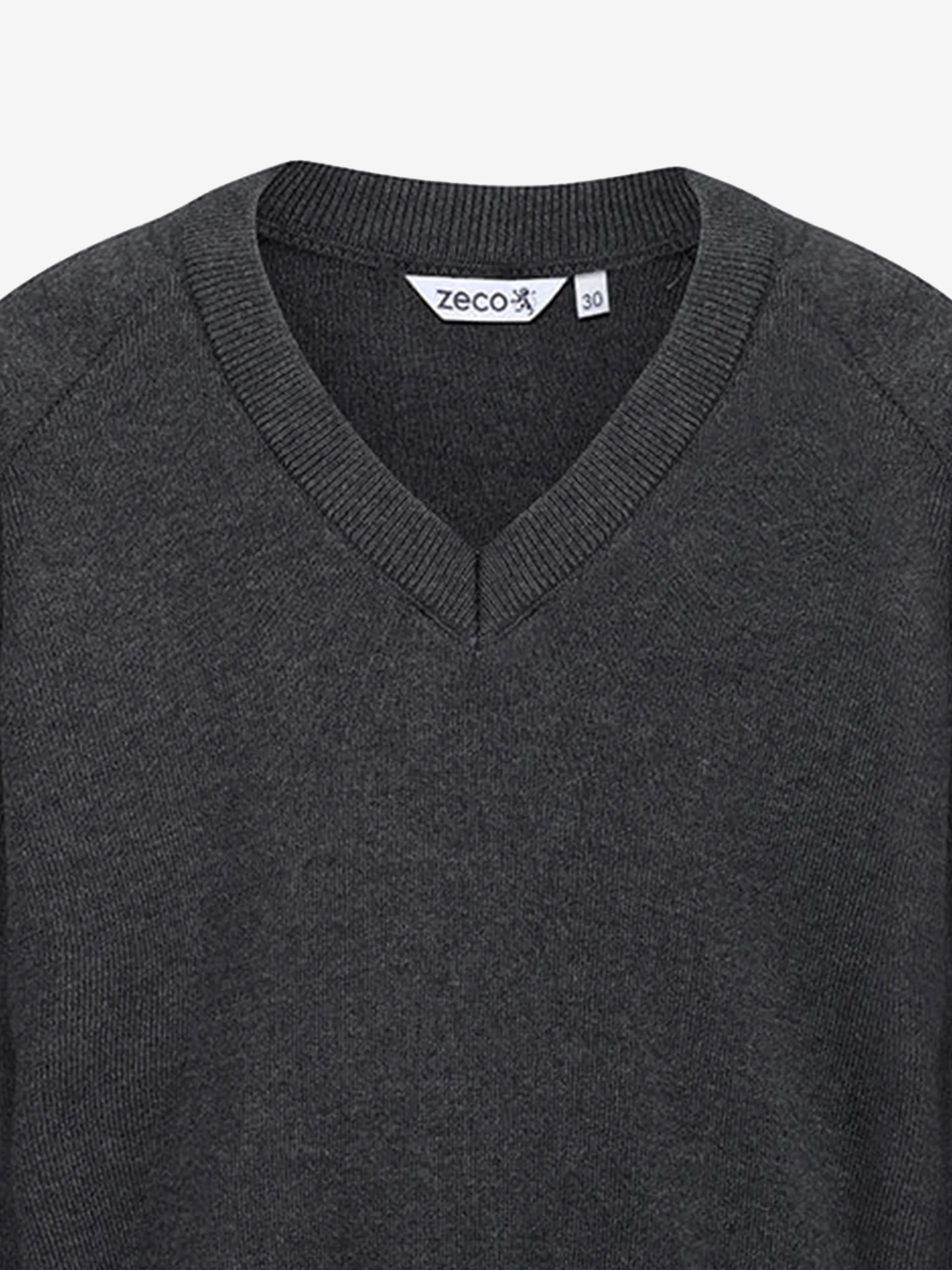 Zeco Kids School Baumwoll-Mix Strickpullover mit V-Ausschnitt in Grau