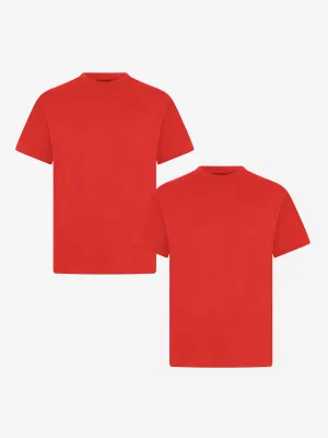 Zeco Kids Schul-Rundhals-T-Shirt (Zwillingspack) in Rot