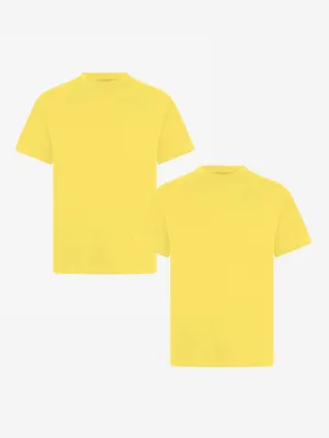 Zeco Kids Schul-Crewneck-T-Shirt (Zwillingspack) in Gelb