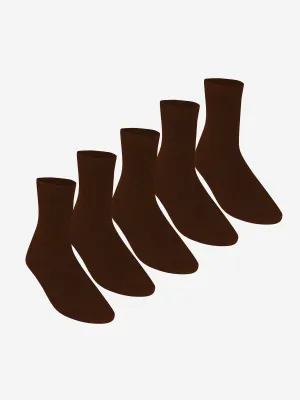 Zeco Kids School Umschlagspitze Socken (5er Pack) in Braun